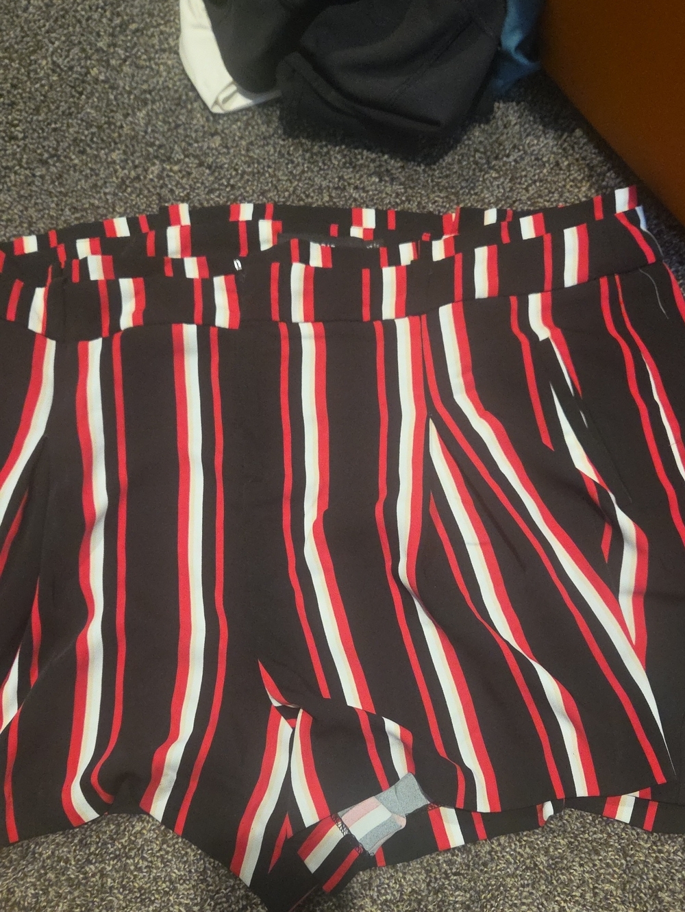 torrid Black Red and White Vertical Stripe Bermuda Shorts